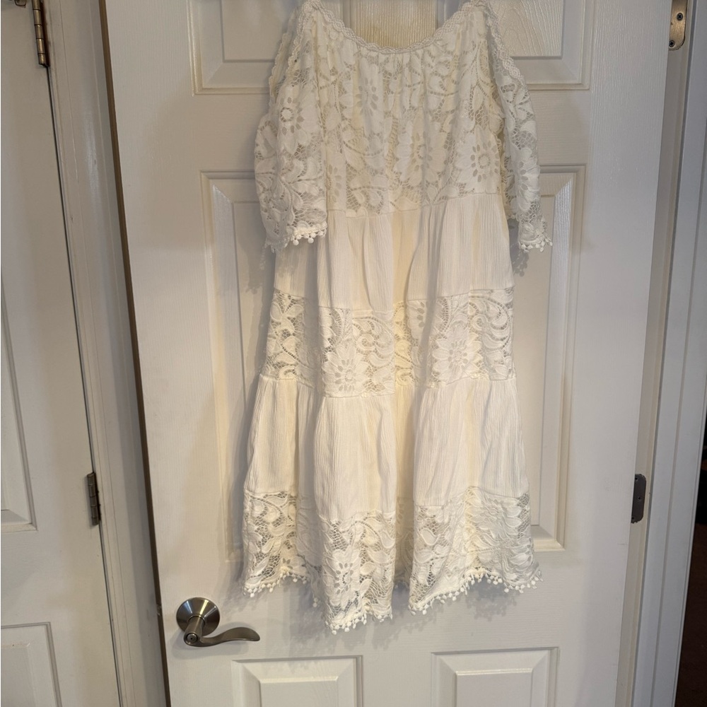 Signature by Robbie Bee Cream Lace Dress